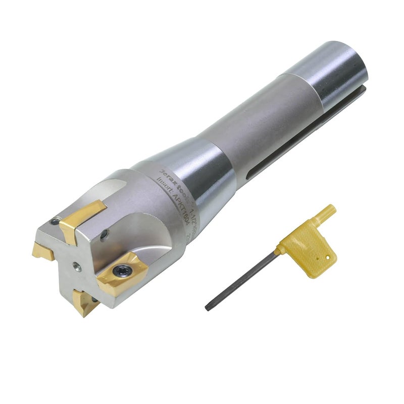 Jerax tools R8 Shank Indexable 1-1/2" End Mill, 1-1/2" Diameter 90 Degree High Speed Milling Cutter with Replaceable Carbide Insert - Image 1